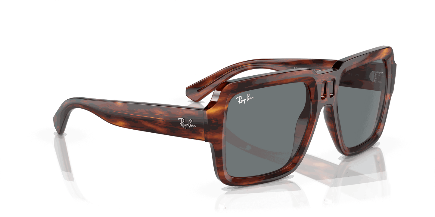 [Dark Blue Lenses, Polished Striped Havana Frame]