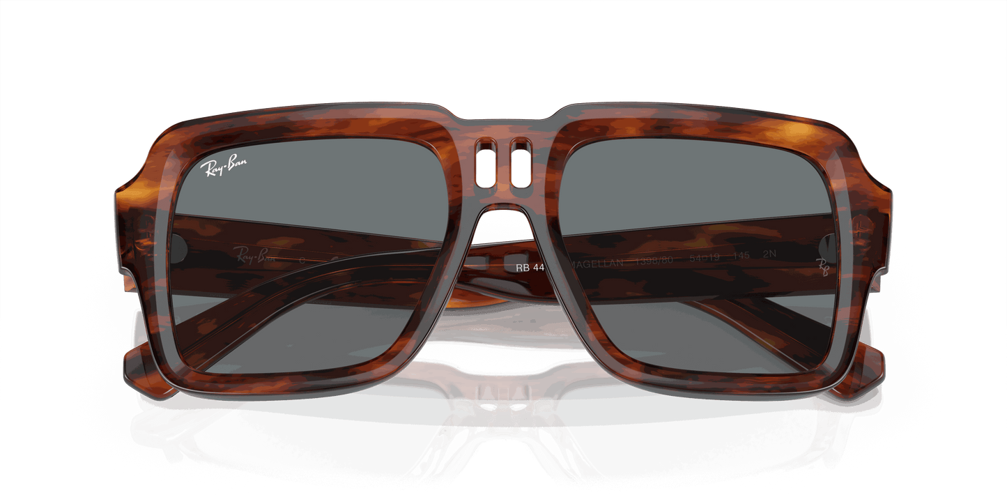 [Dark Blue Lenses, Polished Striped Havana Frame]