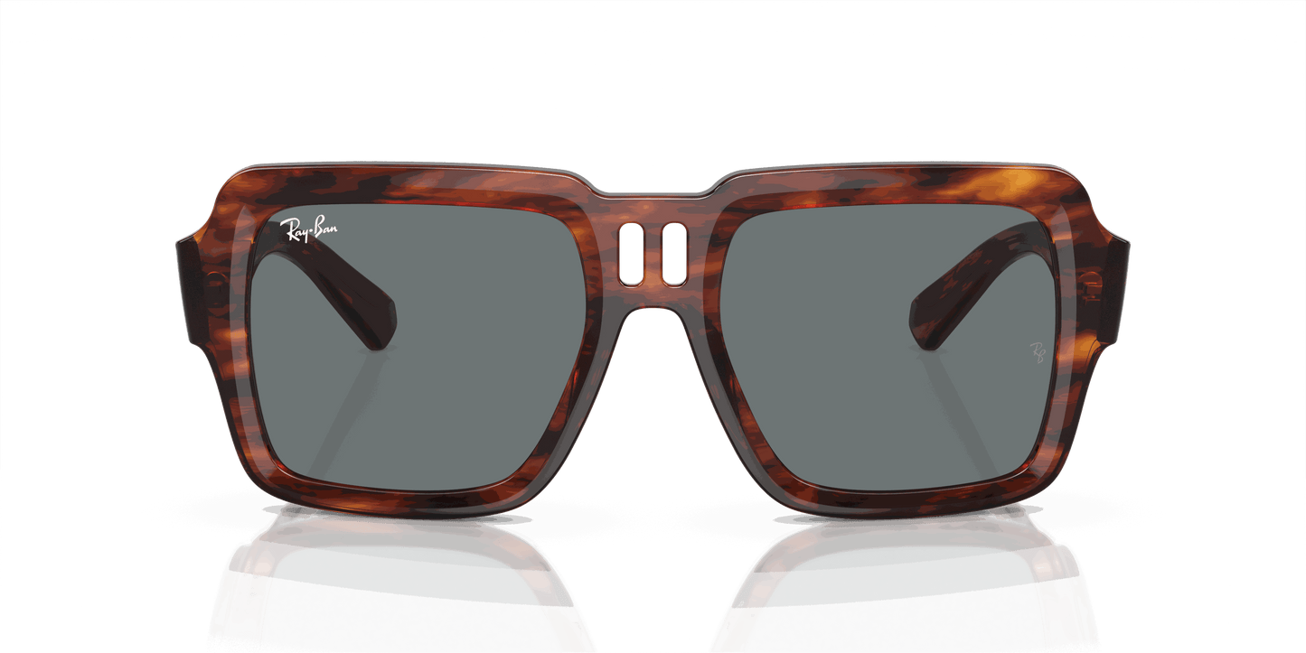 [Dark Blue Lenses, Polished Striped Havana Frame]
