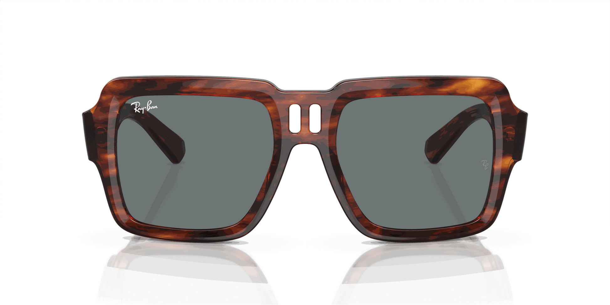 [Dark Blue Lenses, Polished Striped Havana Frame]