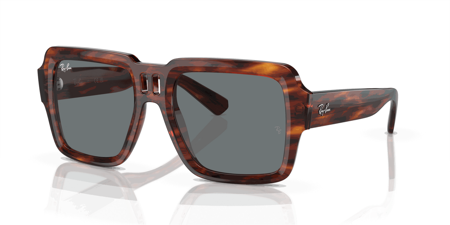 [Dark Blue Lenses, Polished Striped Havana Frame]
