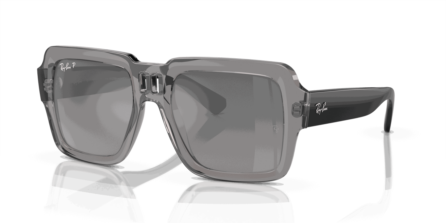 [Silver/Grey Lenses, Polished Transparent Grey Frame]