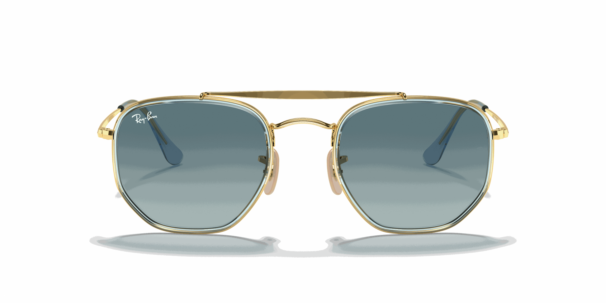 [Blue Gradient Lenses, Polished Arista Gold Frame]