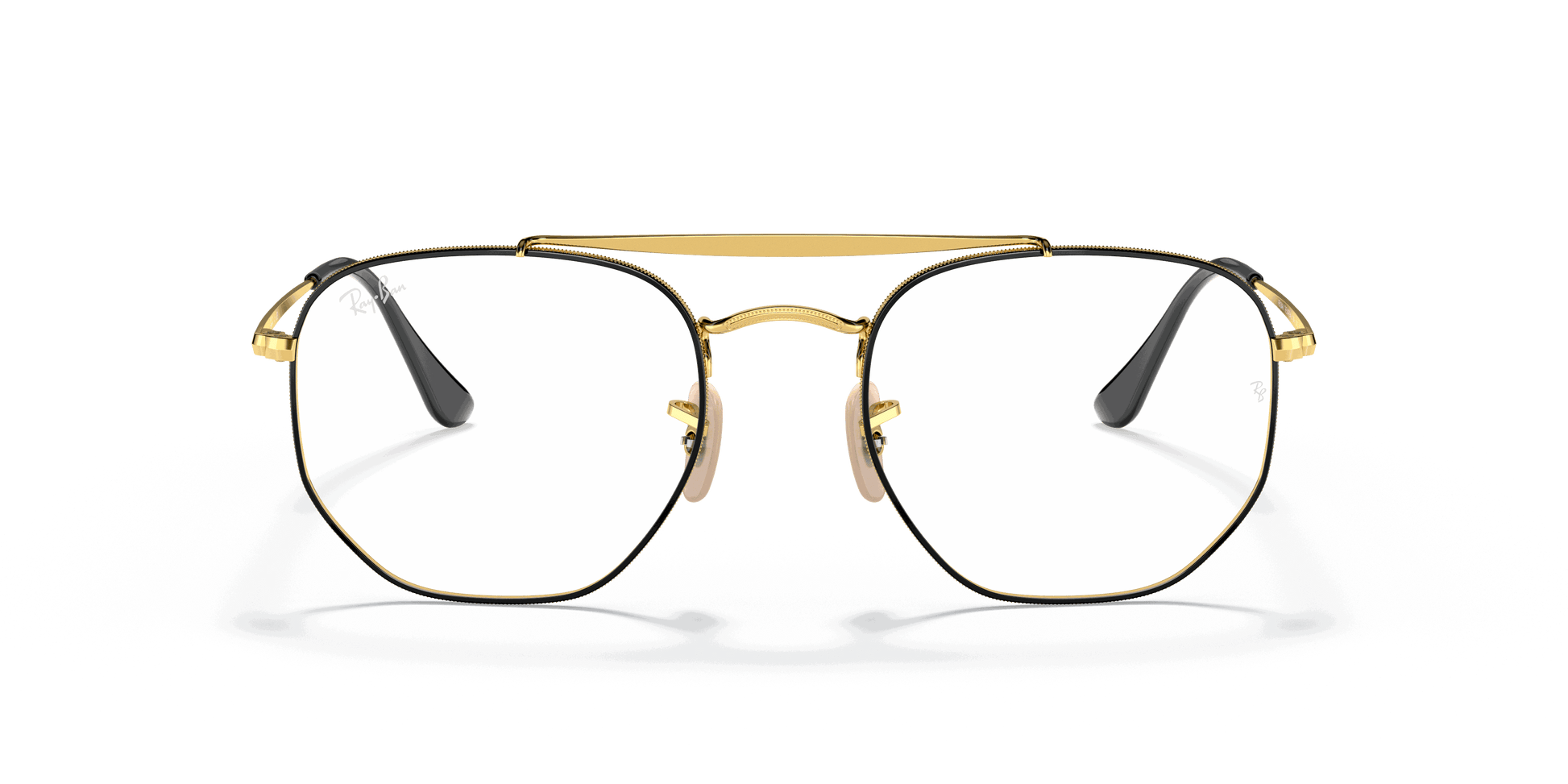 [Clear Lenses, Polished Black On Gold Frame]