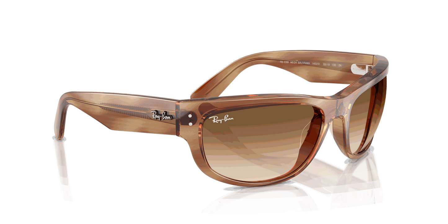 [Clear Gradient Brown Lenses, Polished Striped Brown Frame]