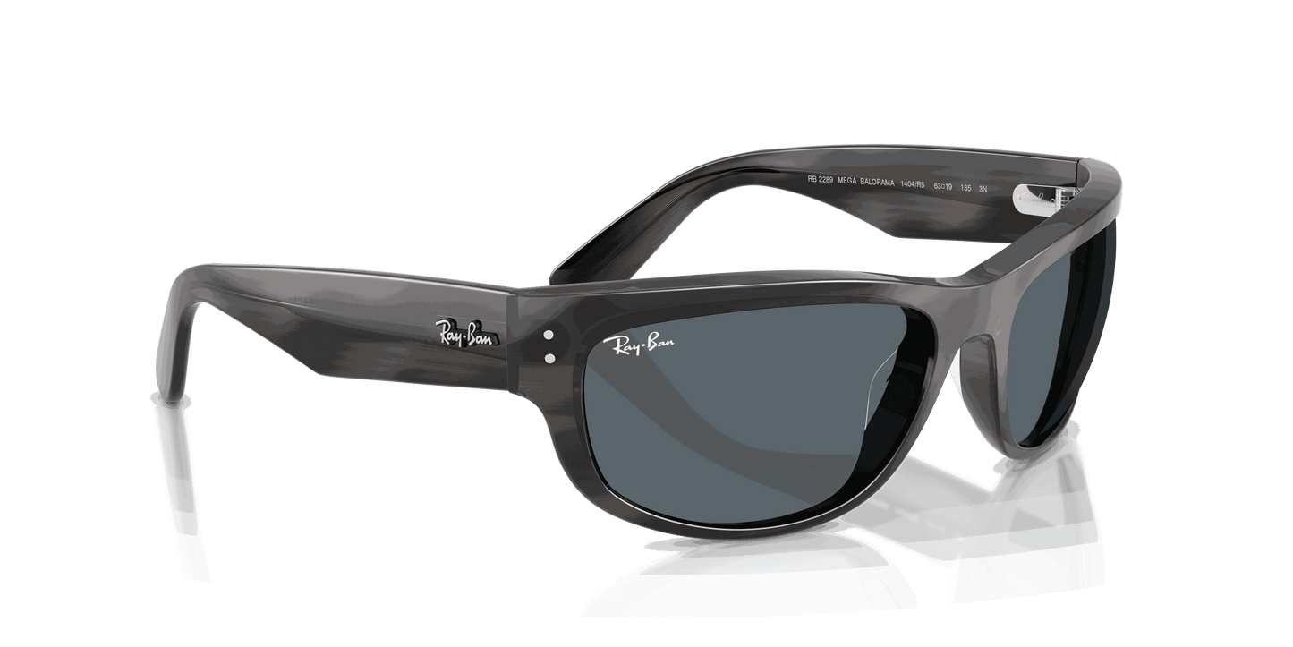 [Blue Lenses, Polished Striped Gray Frame]