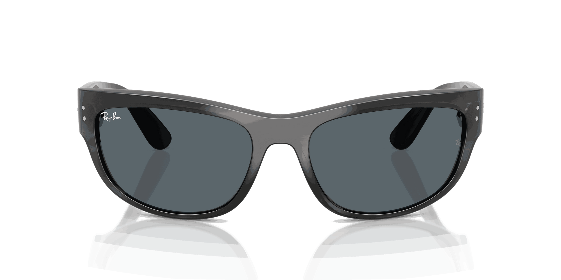 [Blue Lenses, Polished Striped Gray Frame]