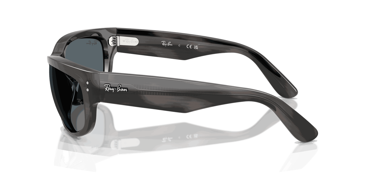 [Blue Lenses, Polished Striped Gray Frame]