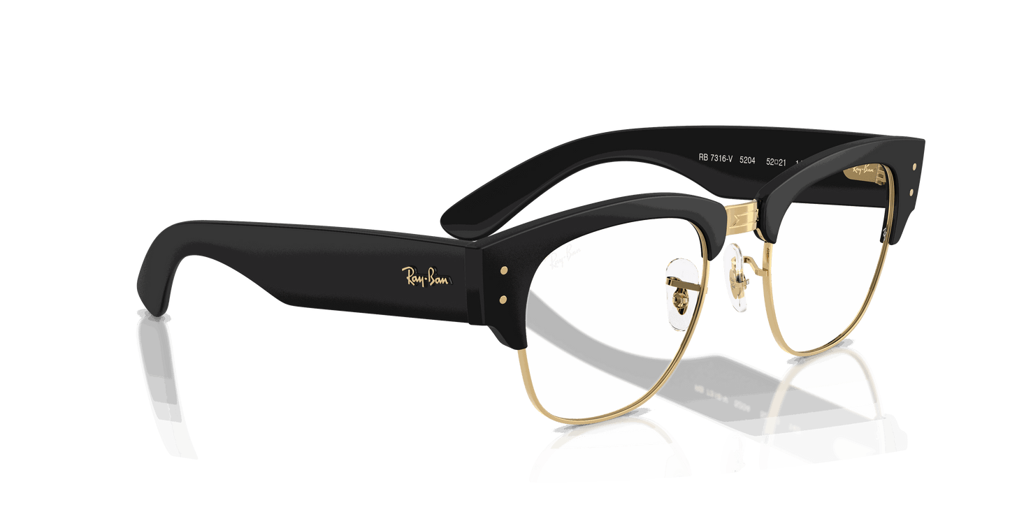 [Clear Lenses, Matte Sand Black On Gold Frame]
