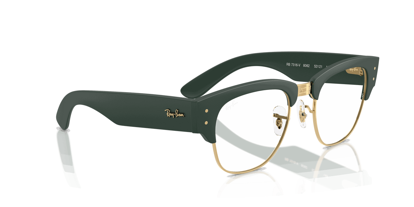 [Clear Lenses, Matte Sand Green On Gold Frame]