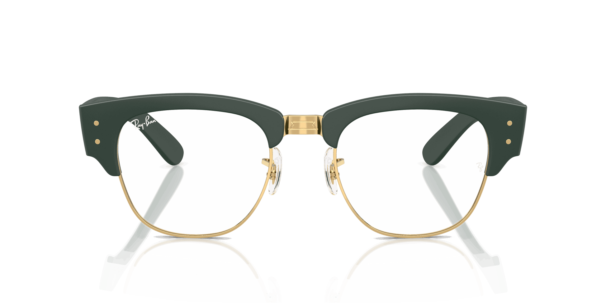 [Clear Lenses, Matte Sand Green On Gold Frame]