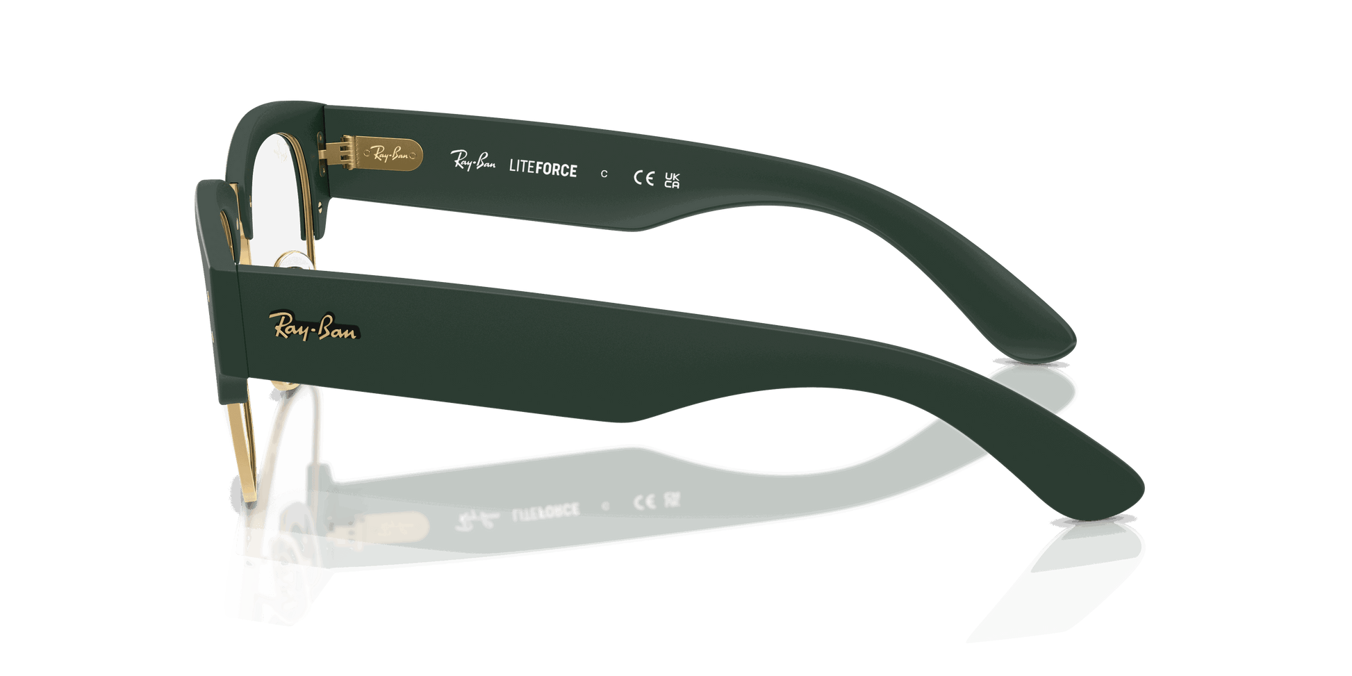 [Clear Lenses, Matte Sand Green On Gold Frame]