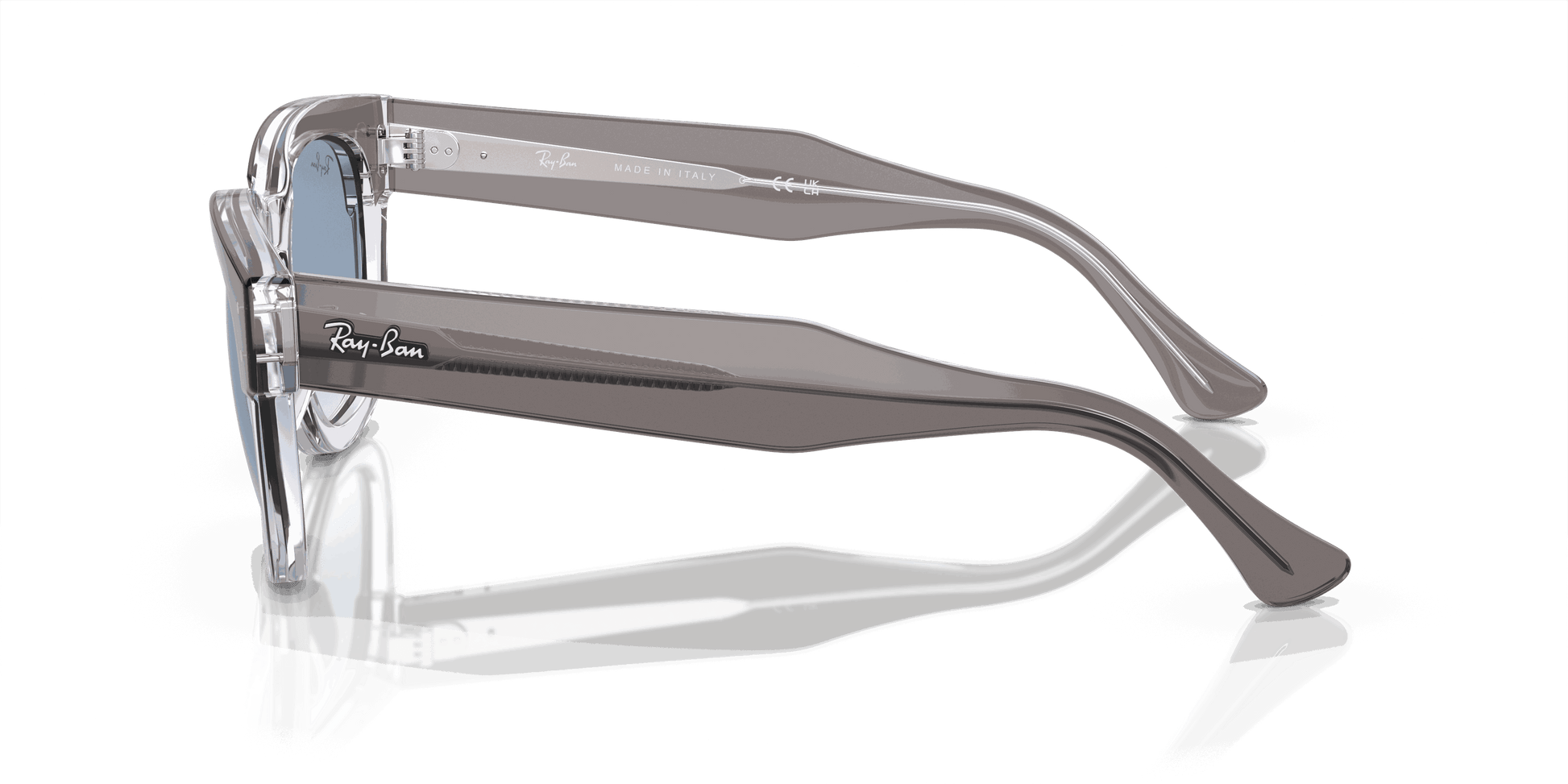 [Clear/Blue Lenses, Polished Grey On Transparent Frame]