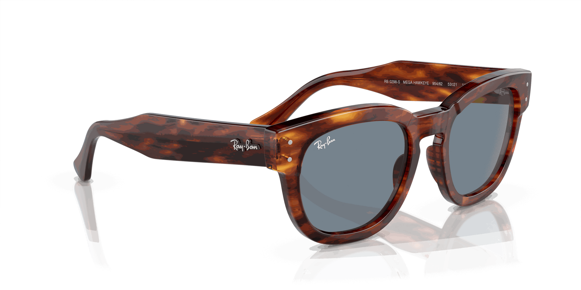 [Blue Lenses, Polished Striped Havana Frame]