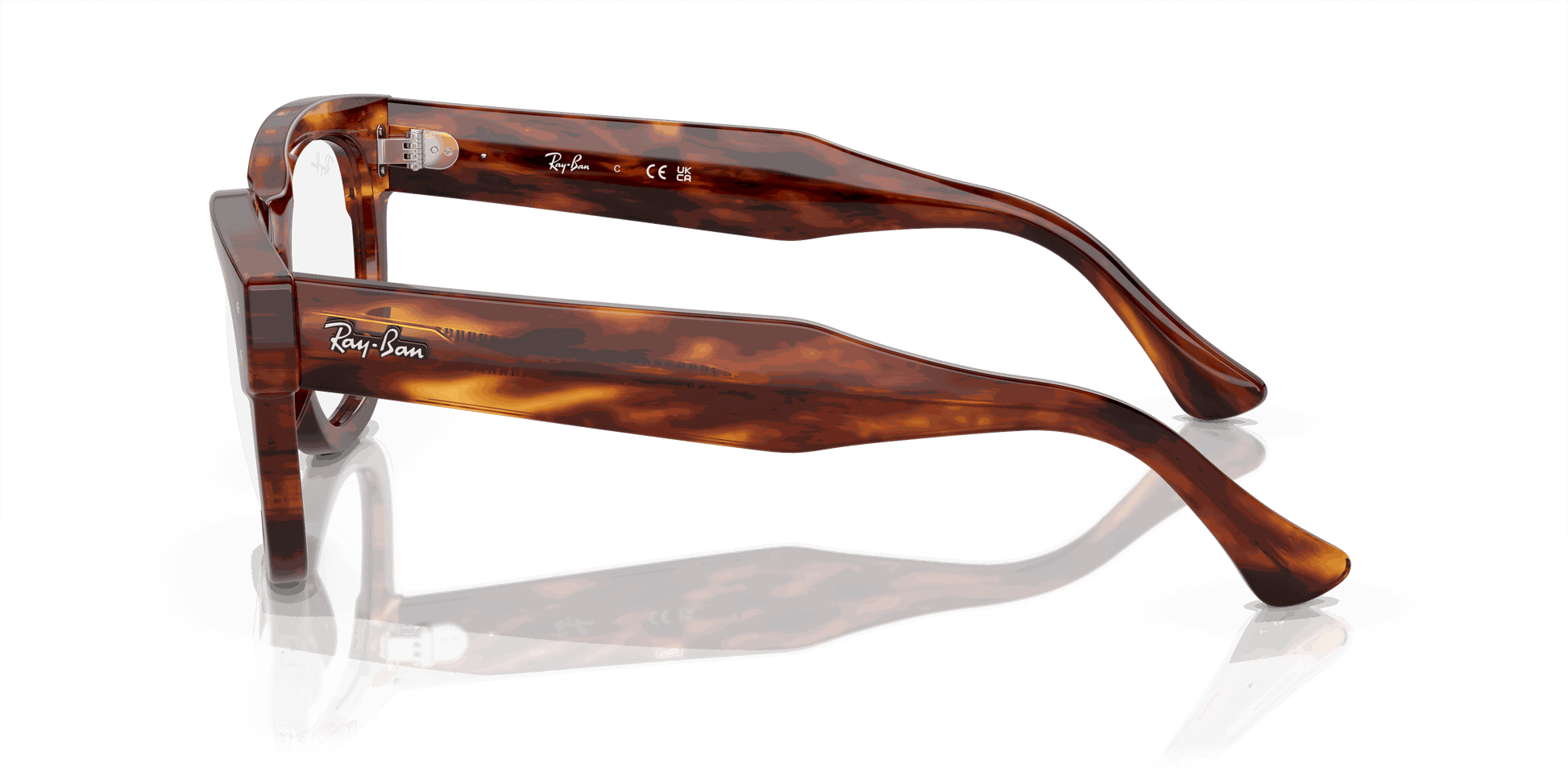 [Demo Lens Lenses, Polished Striped Havana Frame]