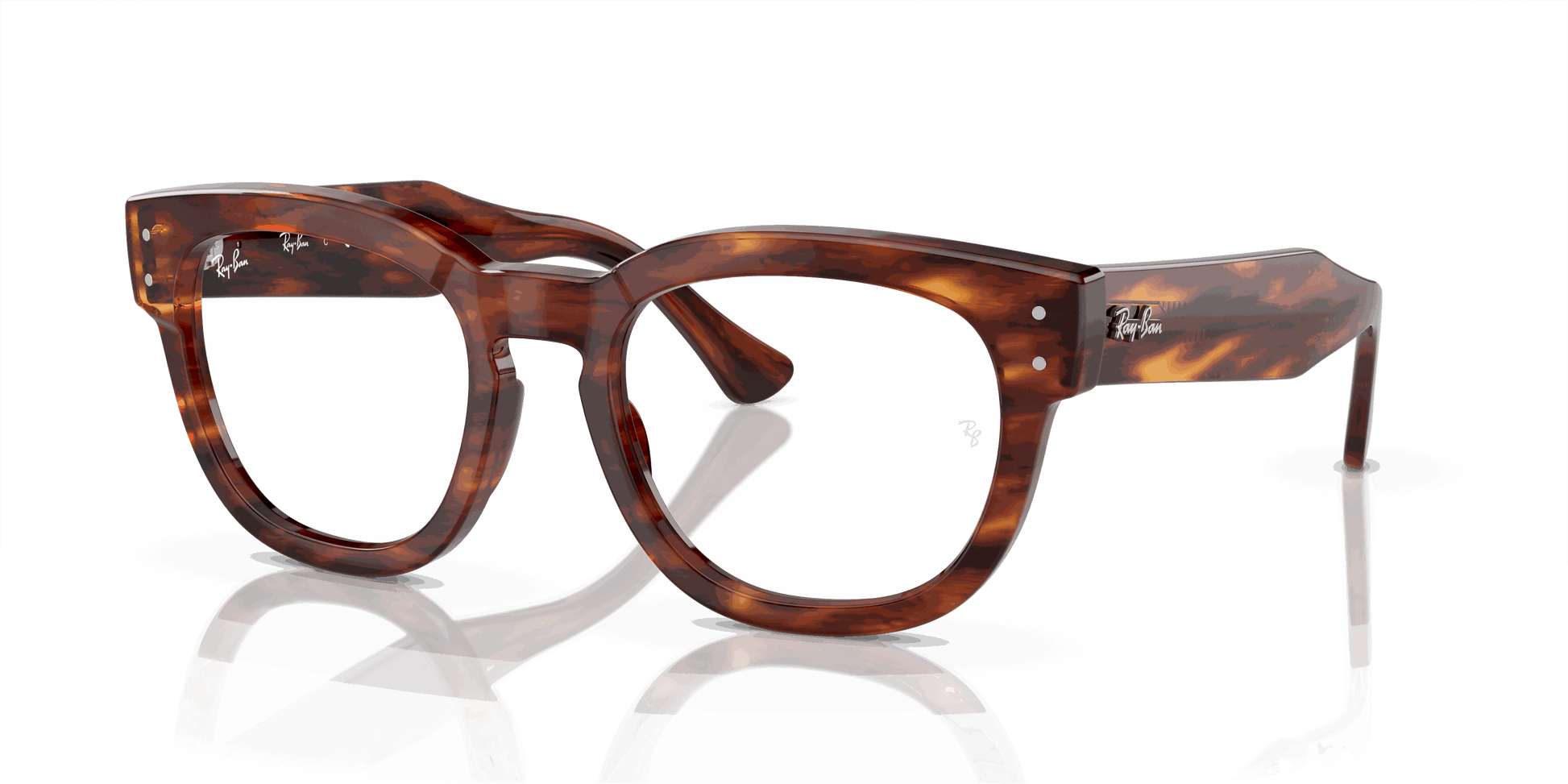 [Clear Lenses, Polished Striped Havana Frame]