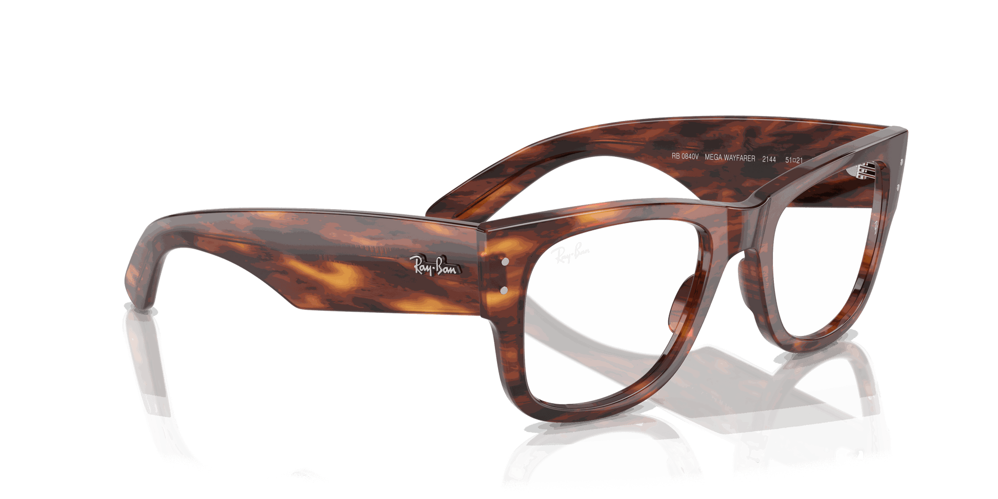 [Clear Lenses, Polished Striped Havana Frame]