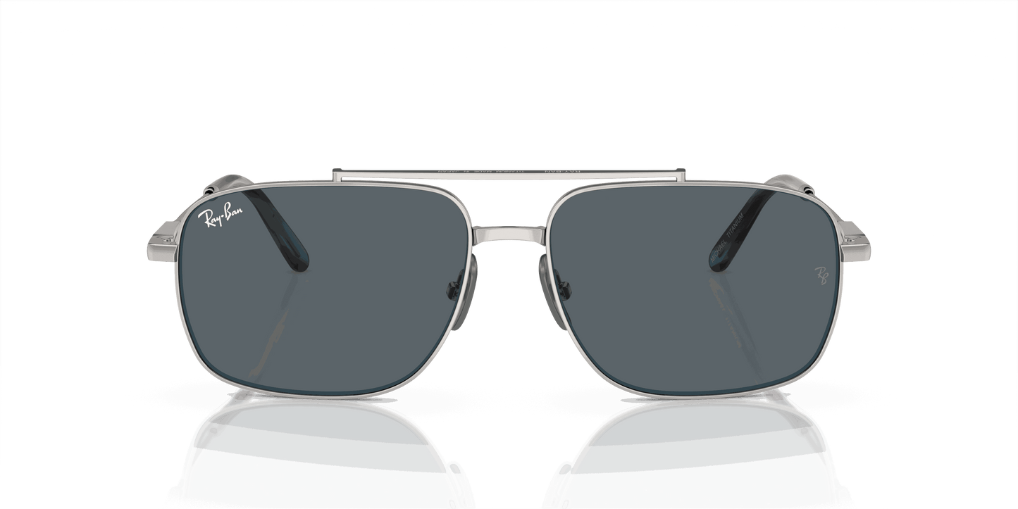 [Blue Lenses, Polished Silver Frame]