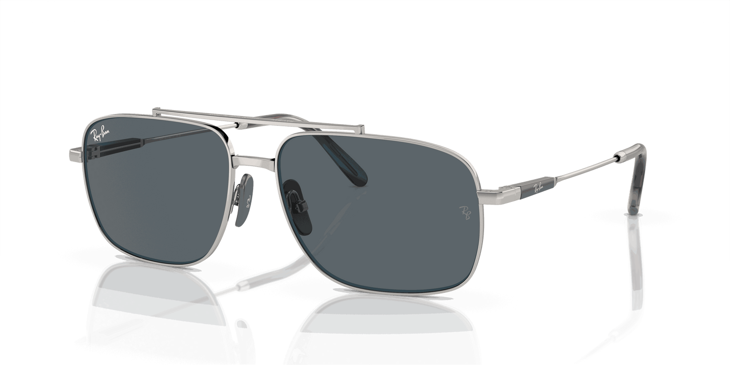 [Blue Lenses, Polished Silver Frame]