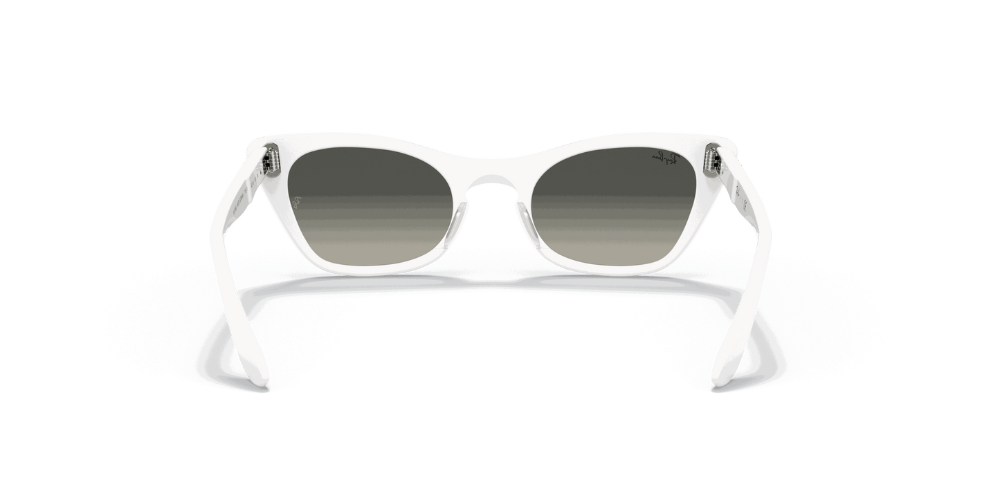 [Grey Gradient Lenses, Polished White Frame]