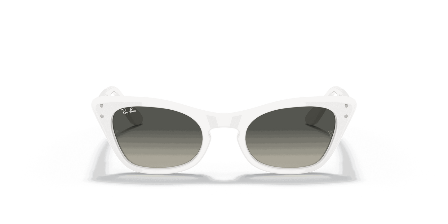[Grey Gradient Lenses, Polished White Frame]