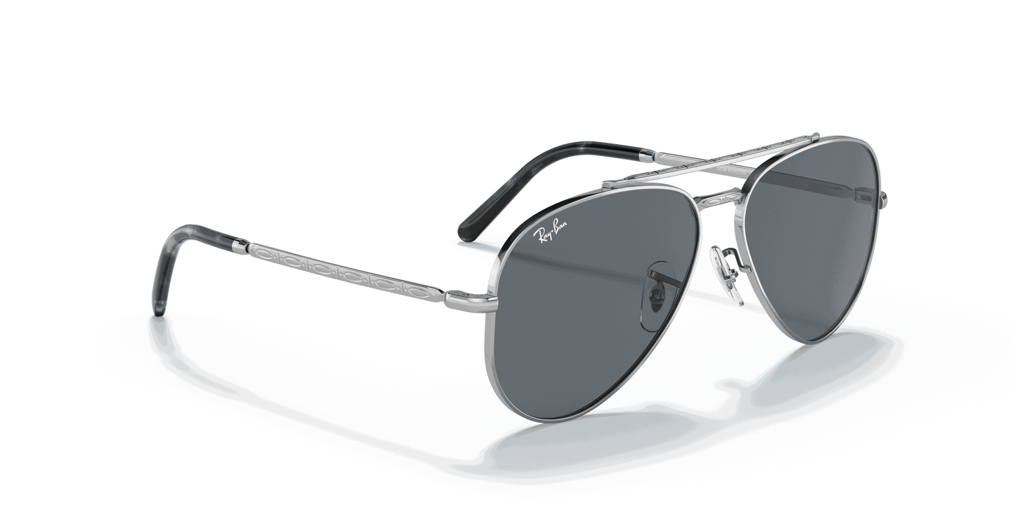 [Blue Lenses, Polished Silver Frame]