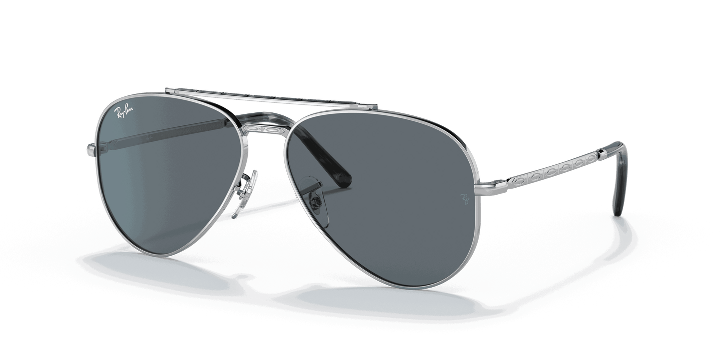 [Blue Lenses, Polished Silver Frame]