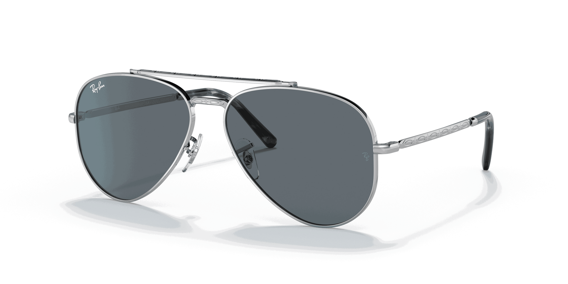 [Blue Lenses, Polished Silver Frame]
