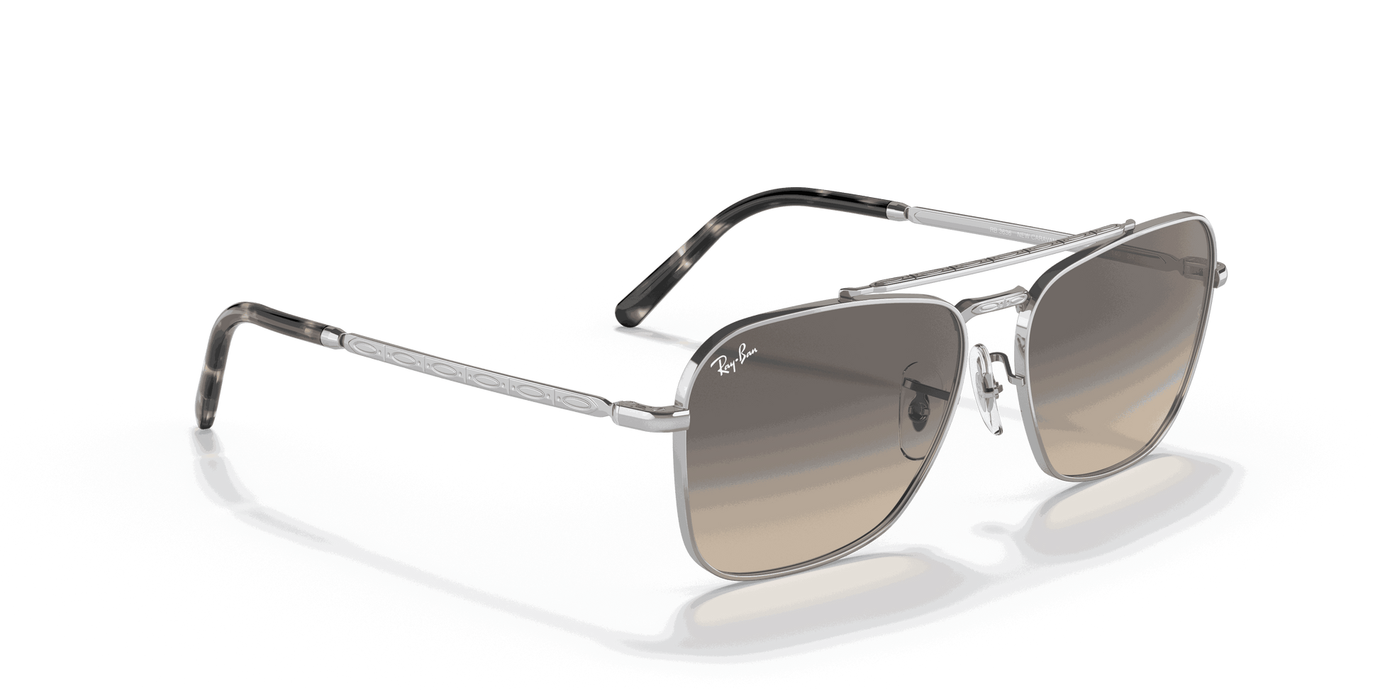 [Clear Gradient Grey Lenses, Polished Silver Frame]