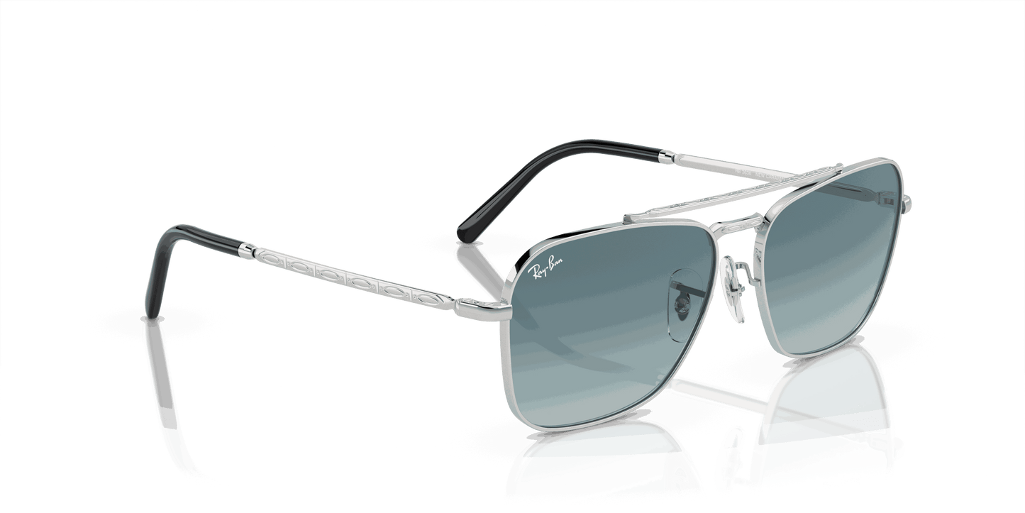 [Blue/Grey Lenses, Polished Silver Frame]