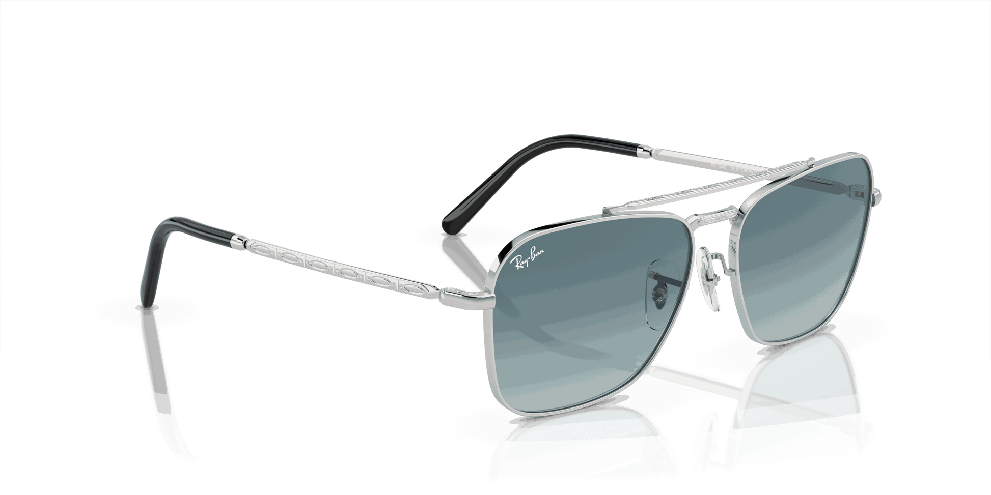 [Blue/Grey Lenses, Polished Silver Frame]