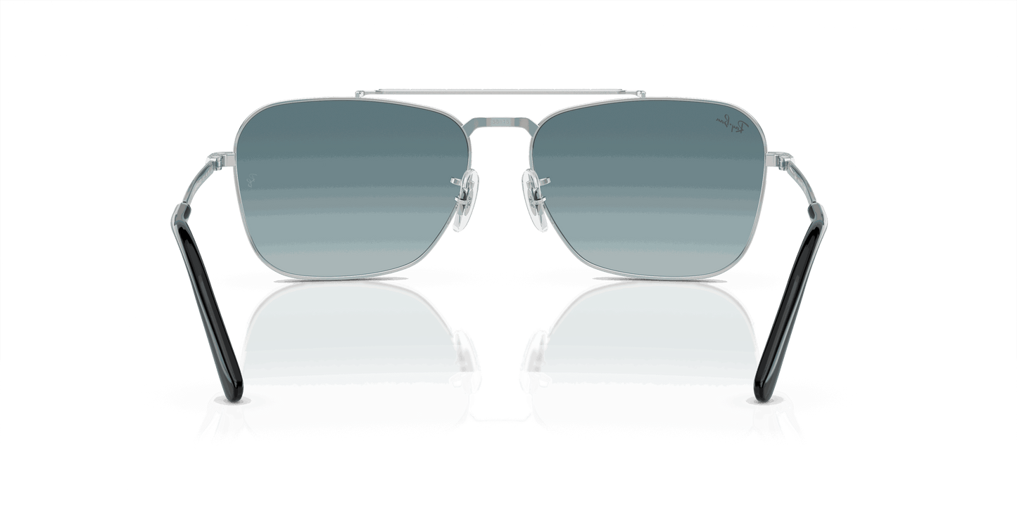[Blue/Grey Lenses, Polished Silver Frame]