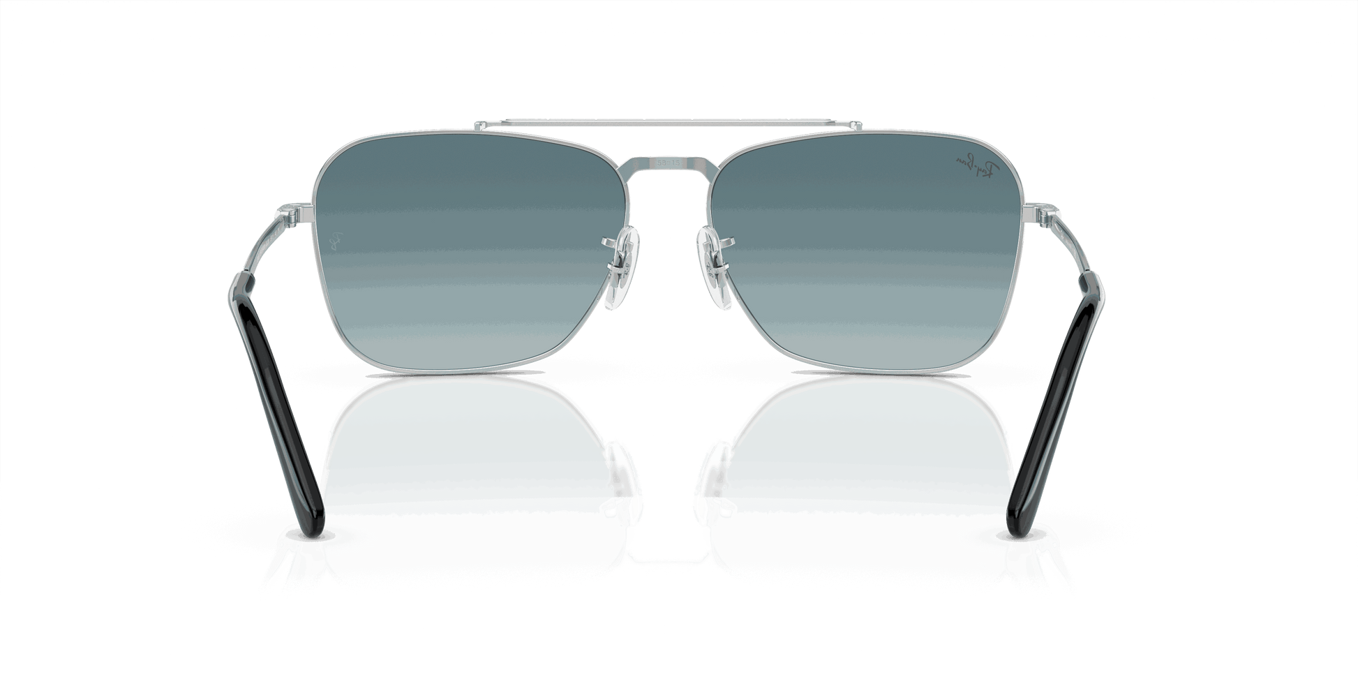 [Blue/Grey Lenses, Polished Silver Frame]