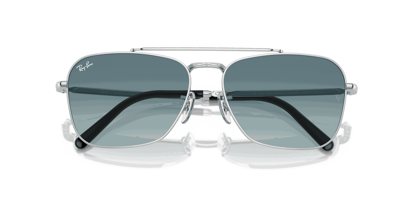 [Blue/Grey Lenses, Polished Silver Frame]