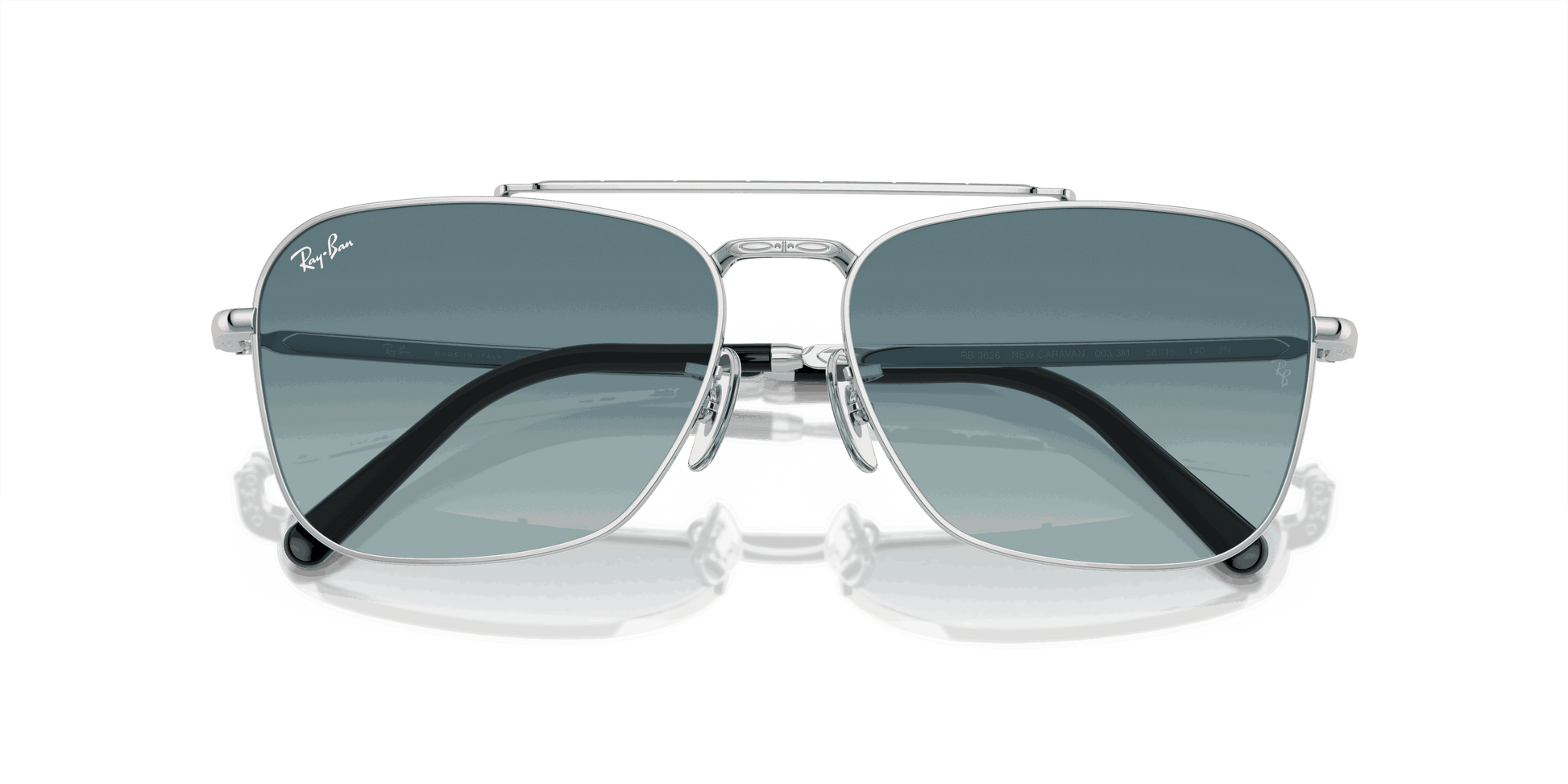 [Blue/Grey Lenses, Polished Silver Frame]