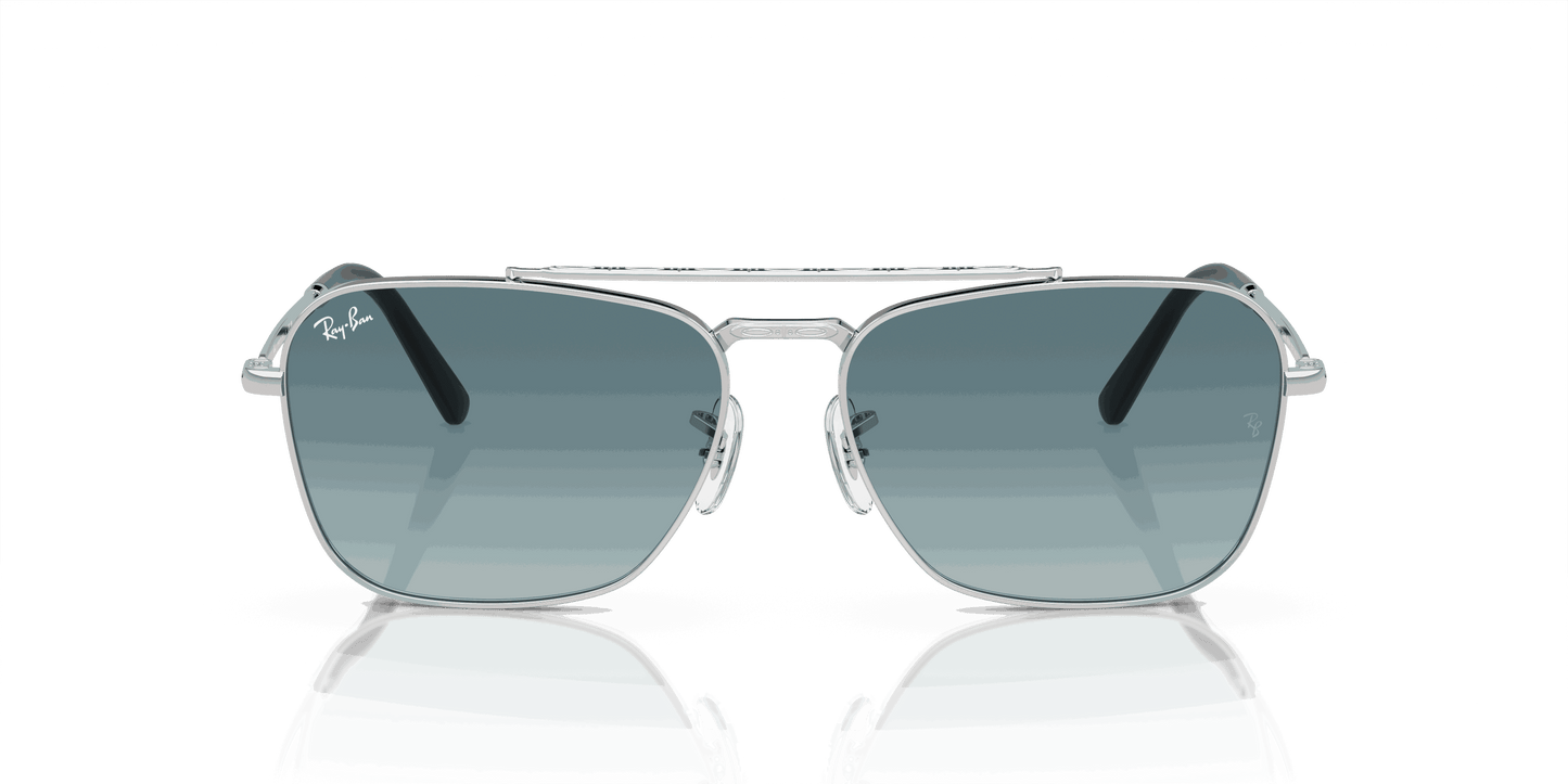 [Blue/Grey Lenses, Polished Silver Frame]