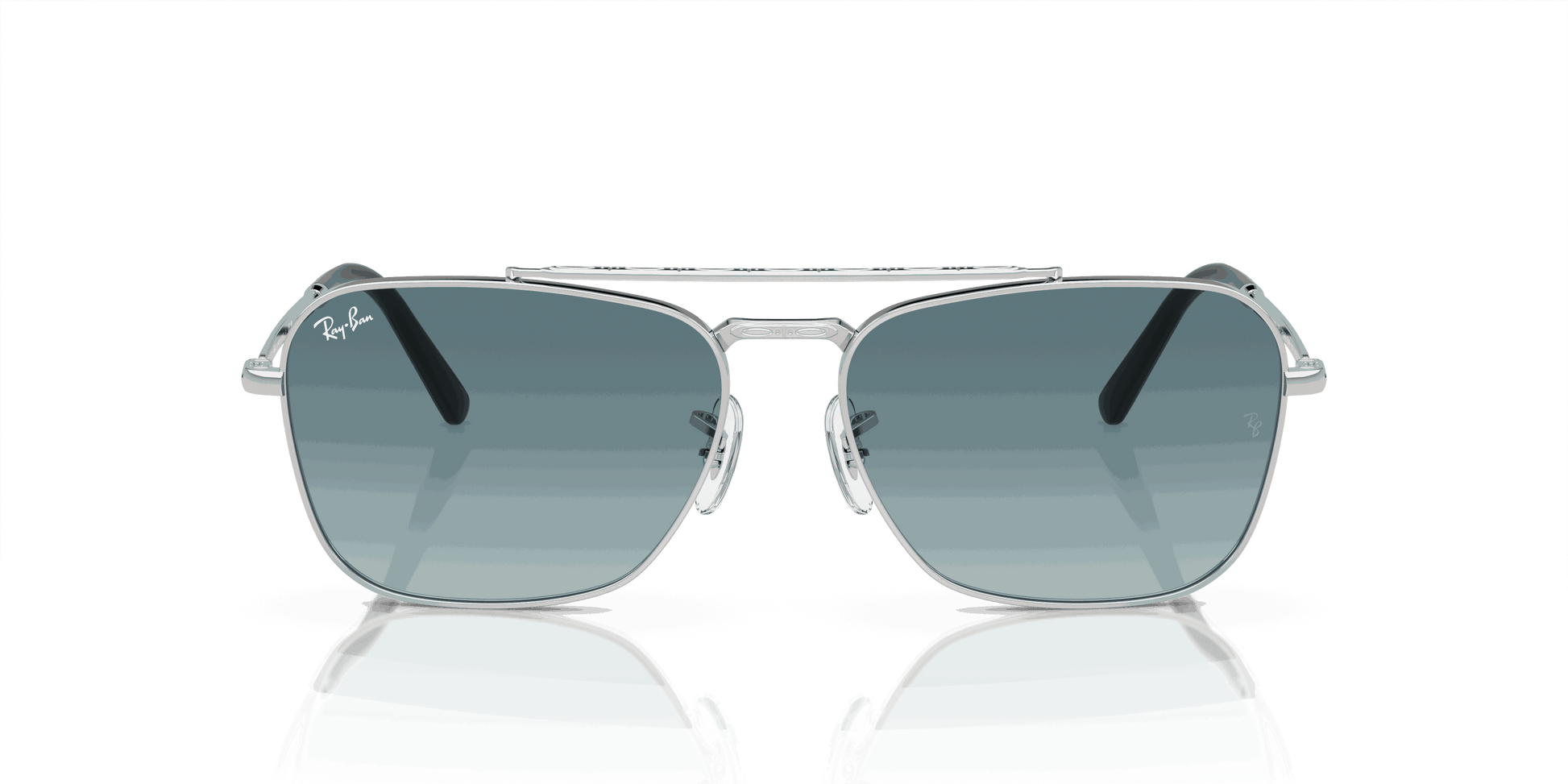 [Blue/Grey Lenses, Polished Silver Frame]