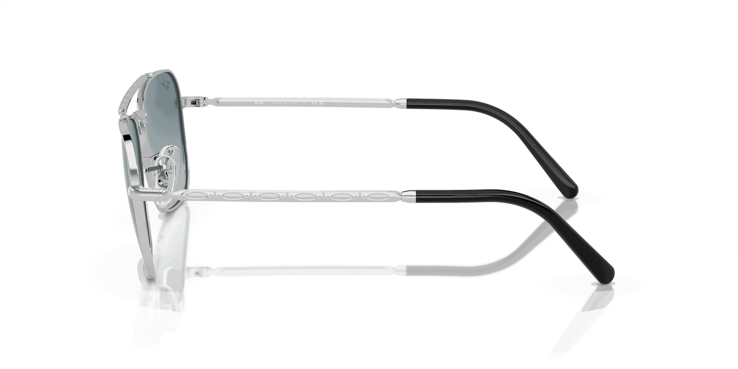 [Blue/Grey Lenses, Polished Silver Frame]