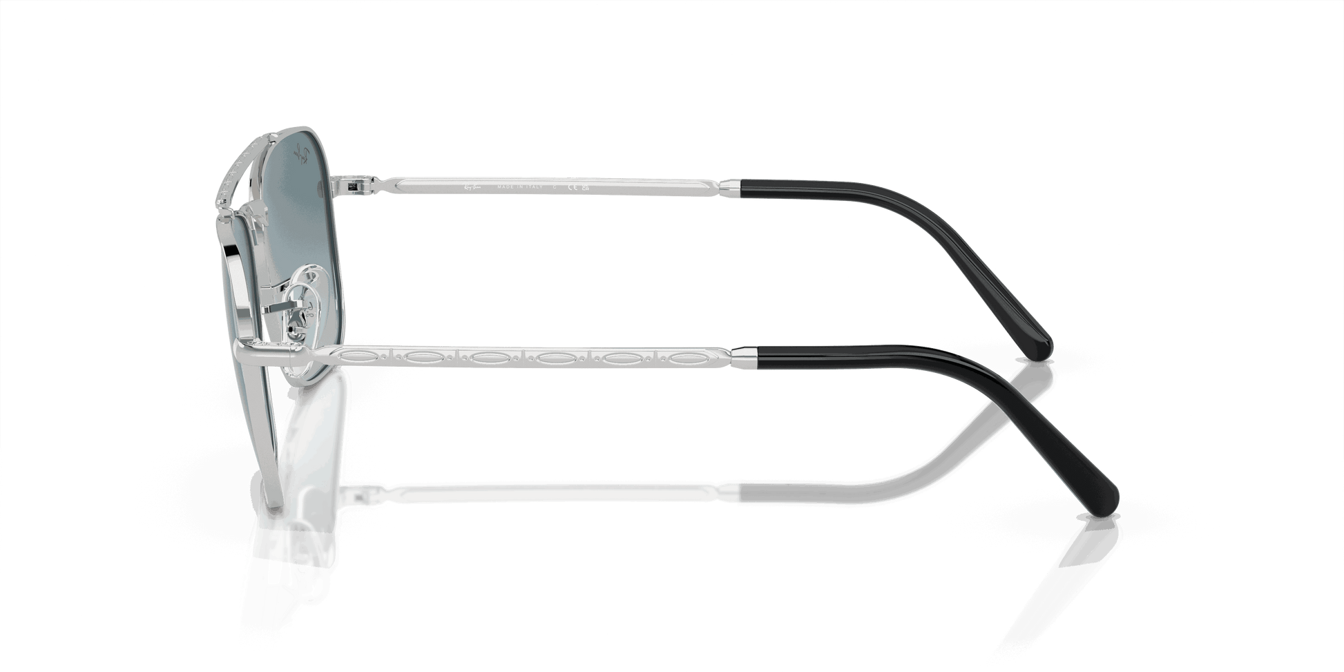 [Blue/Grey Lenses, Polished Silver Frame]