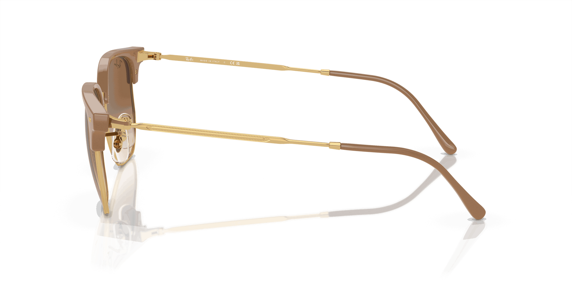 [Light Brown Lenses, Polished Beige On Gold Frame]