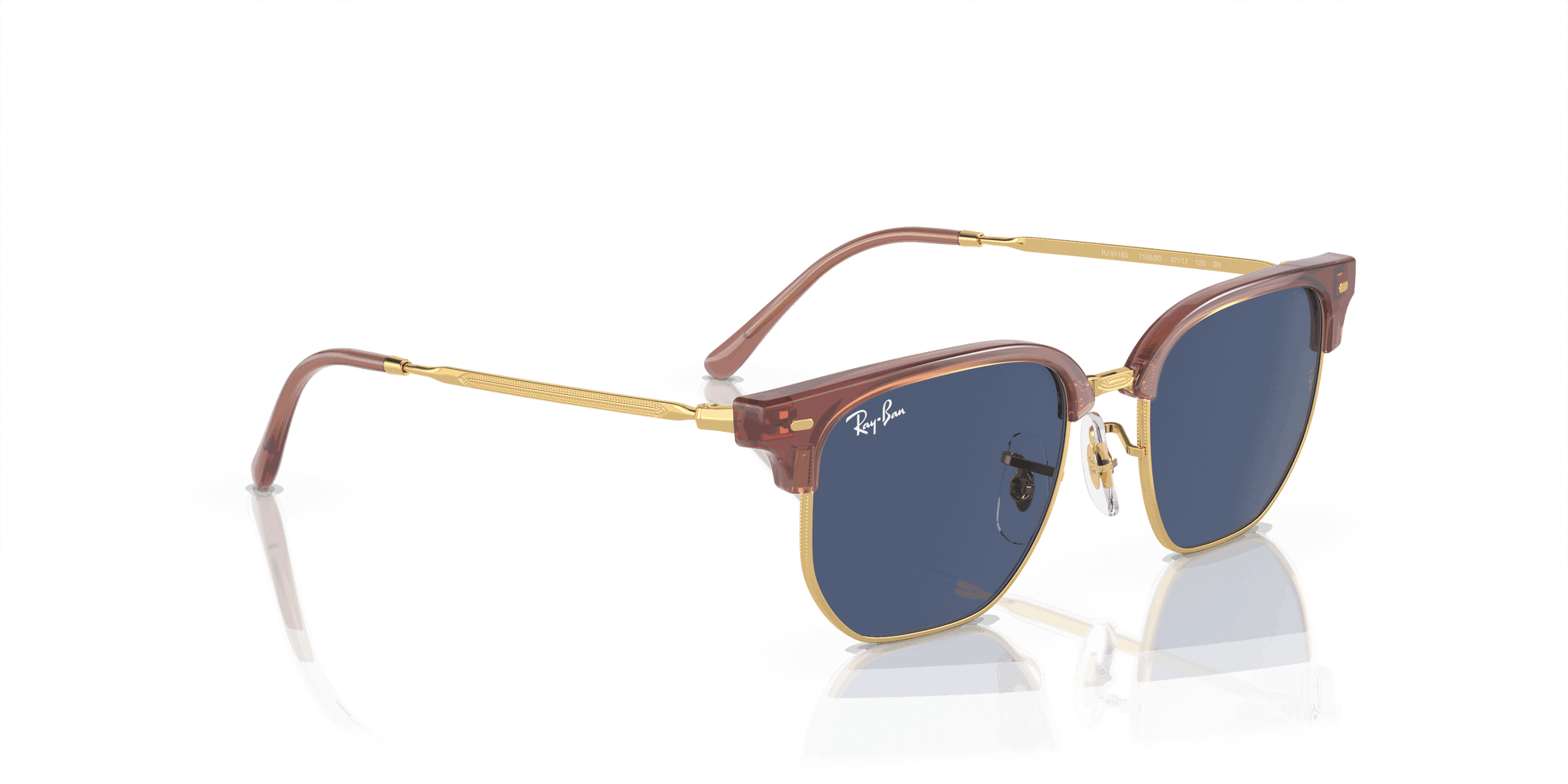 [Dark Blue Lenses, Polished Opal Pink On Gold Frame]