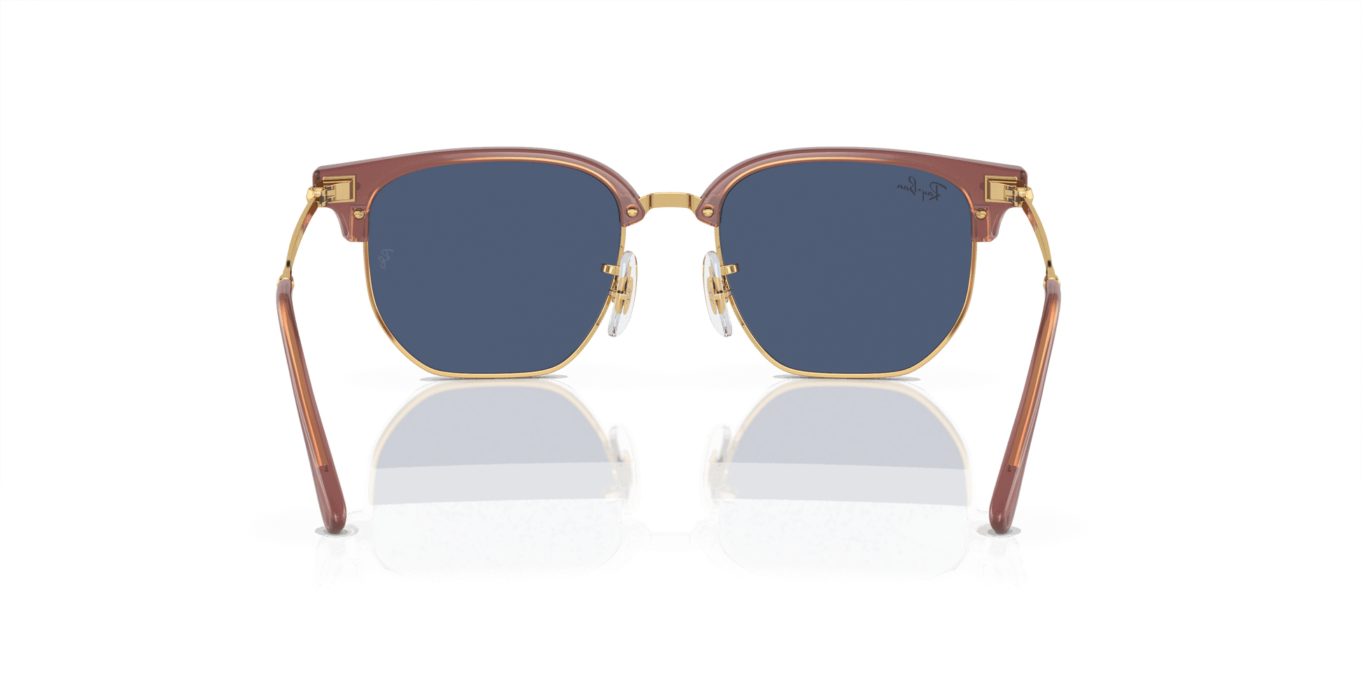 [Dark Blue Lenses, Polished Opal Pink On Gold Frame]