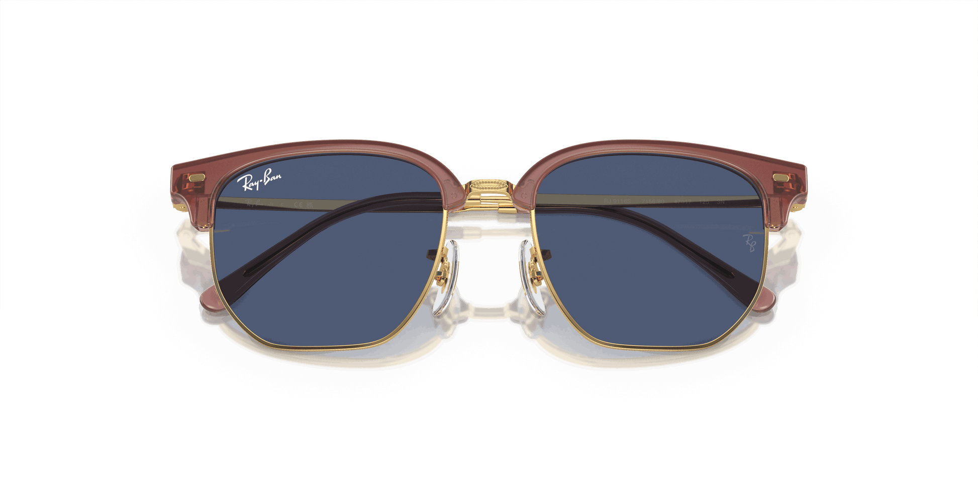 [Dark Blue Lenses, Polished Opal Pink On Gold Frame]