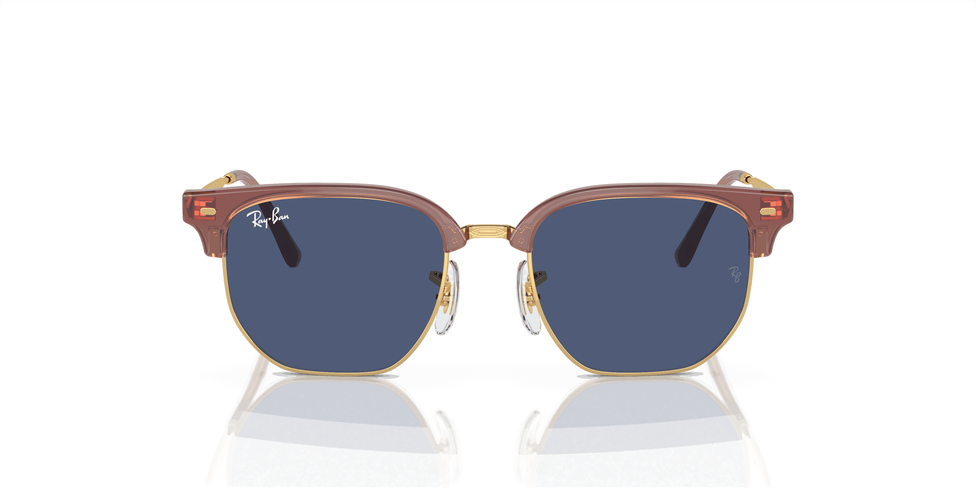 [Dark Blue Lenses, Polished Opal Pink On Gold Frame]
