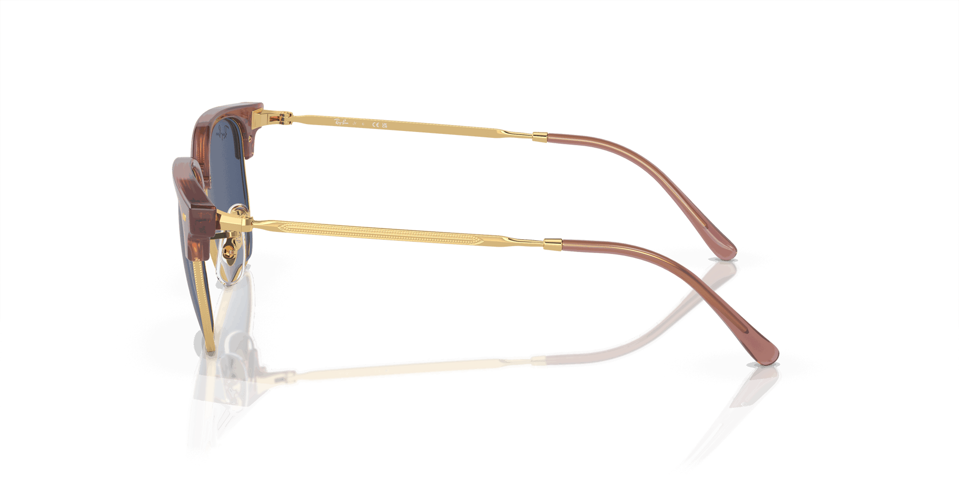 [Dark Blue Lenses, Polished Opal Pink On Gold Frame]