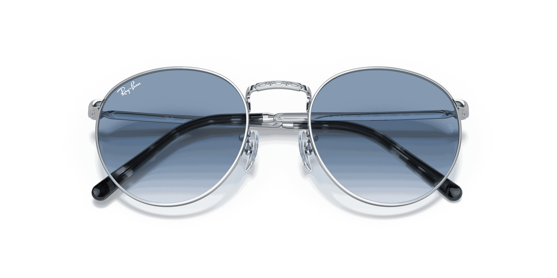 [Clear Gradient Blue Lenses, Polished Silver Frame]