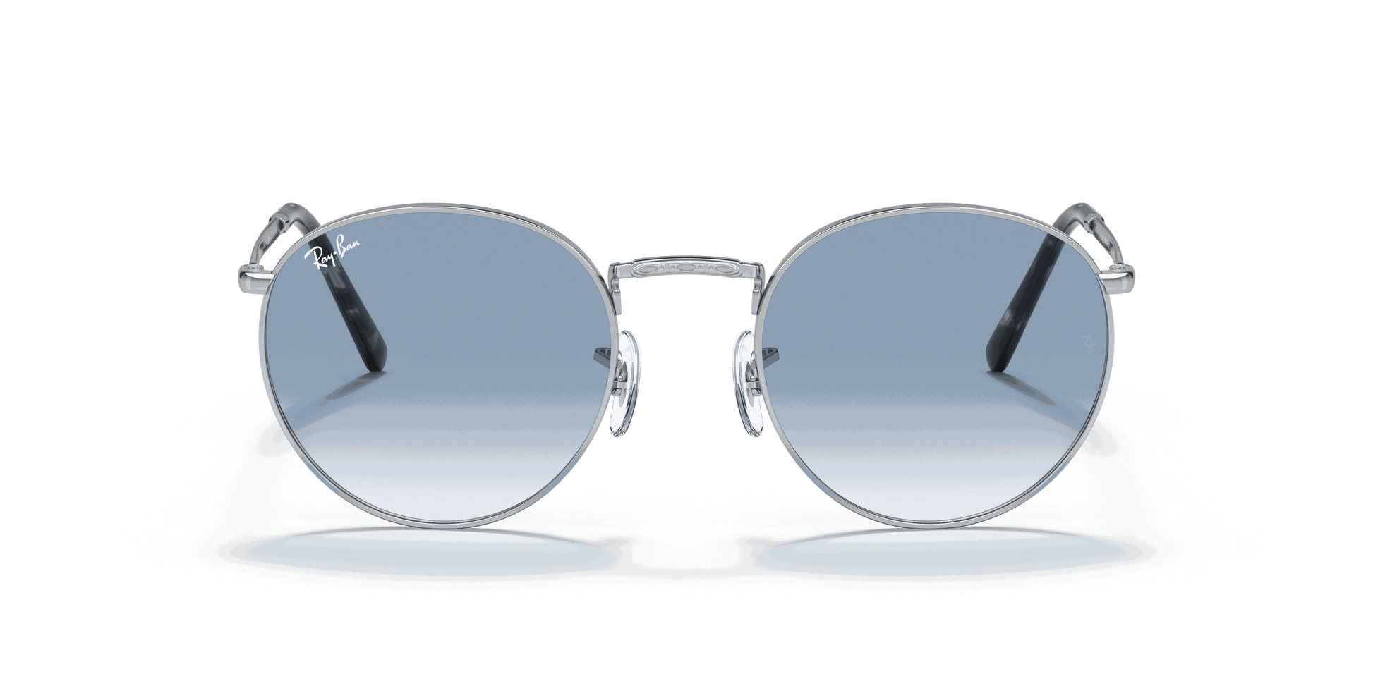 [Clear Gradient Blue Lenses, Polished Silver Frame]