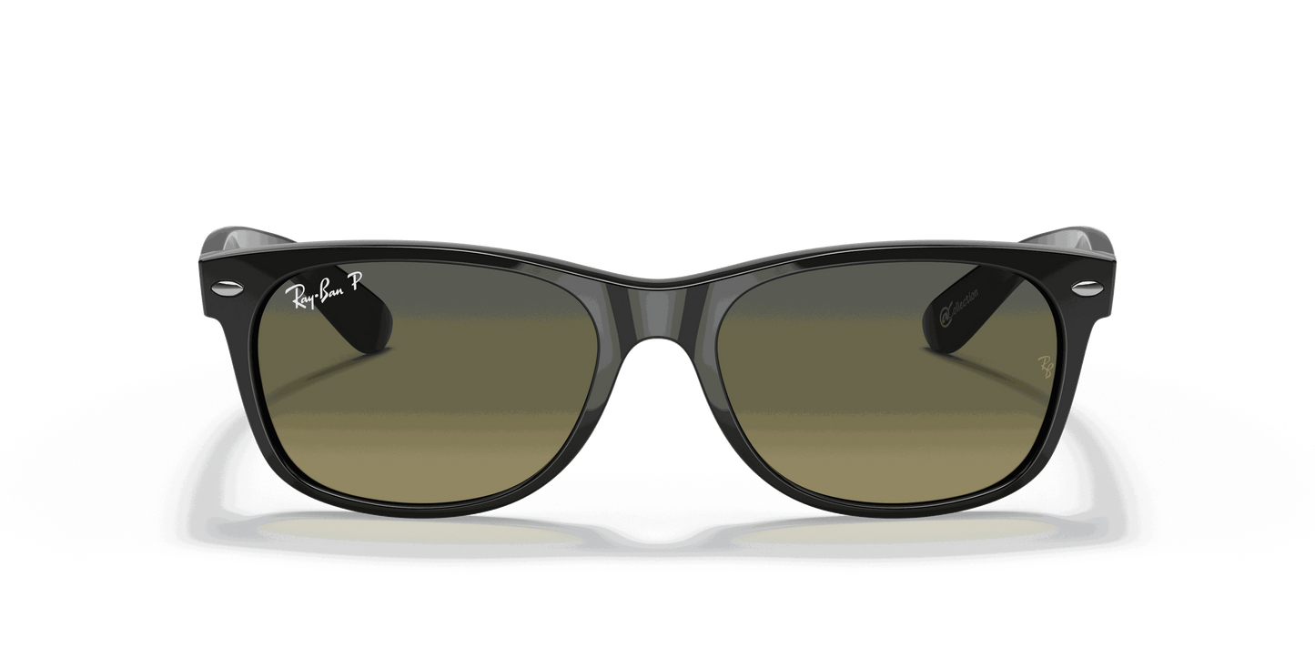 [Polarized Blue/Green Gradient Lenses, Polished Black Frame]