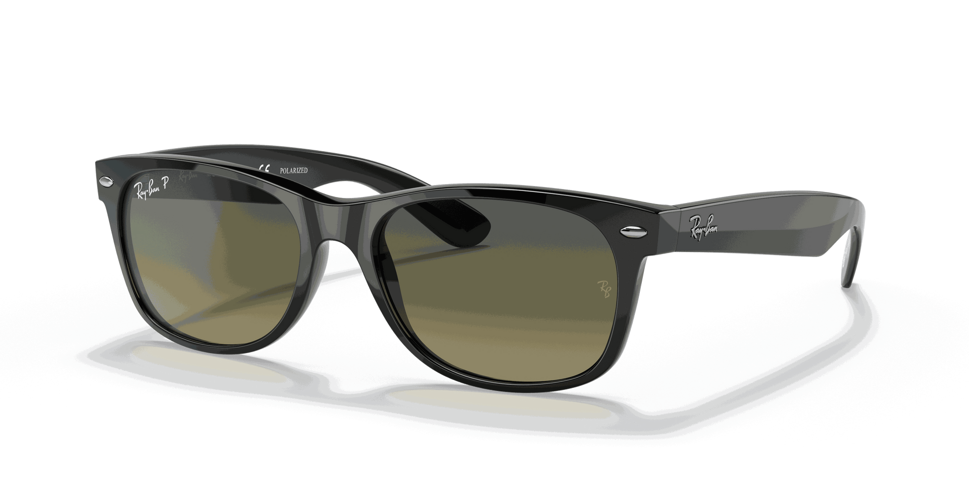 [Polarized Blue/Green Gradient Lenses, Polished Black Frame]