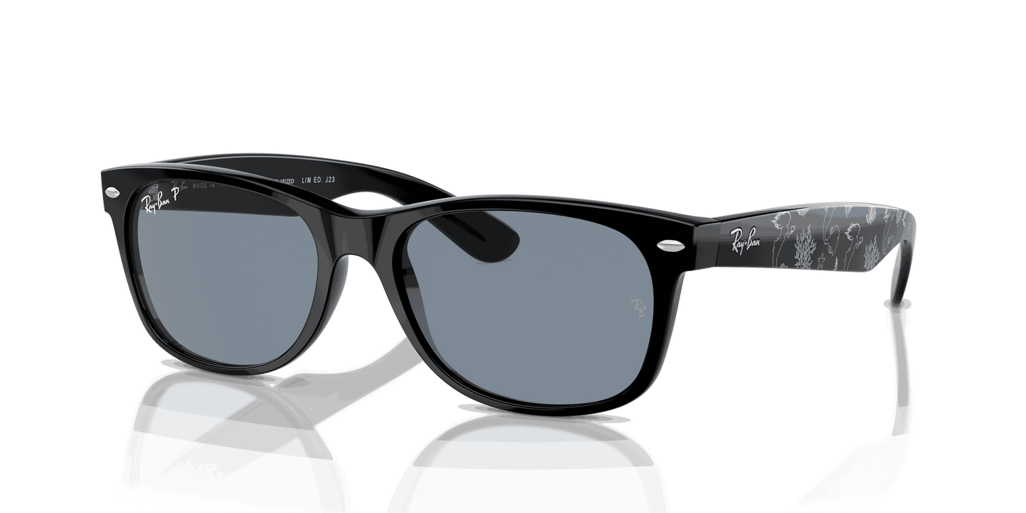 [Blue Lenses, Polished Black Frame]